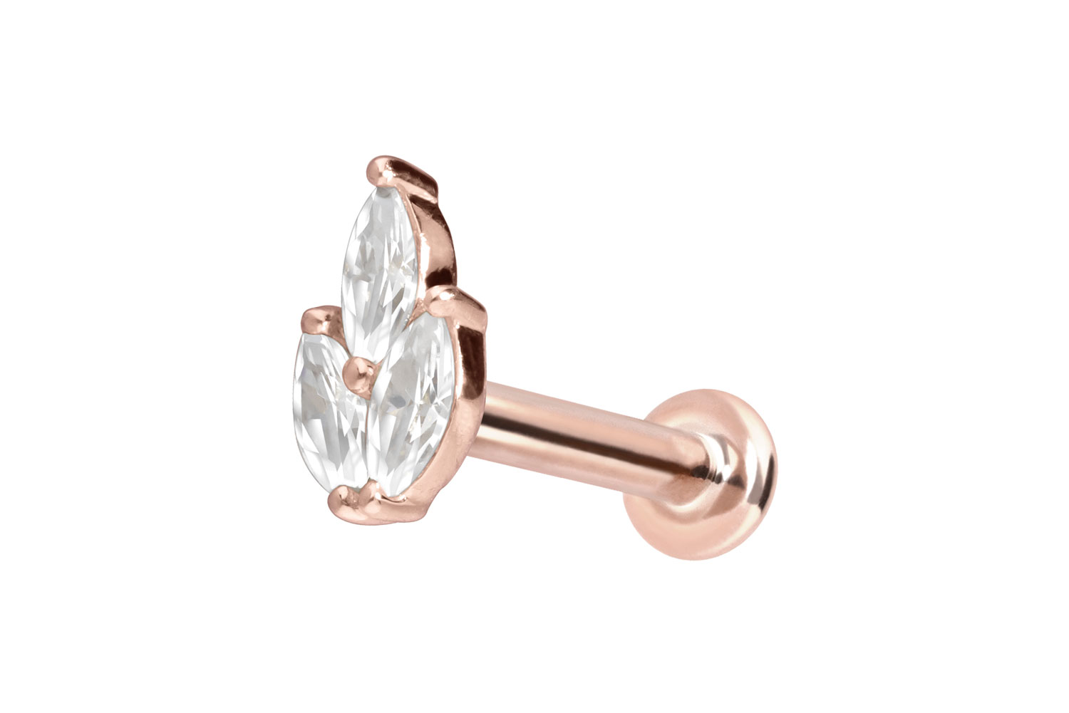 14 Karat Gold Labret Piercing mit Push Fit MOISSANIT-LOTUSBLÜTE